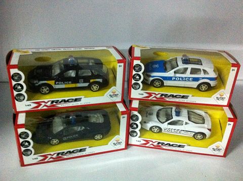 1:43合金回力警车，前灯带声光（开窗盒,四款二色混装）