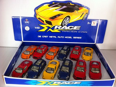 1:43合金回力跑车（四款各二色混装12只装一展示盒）