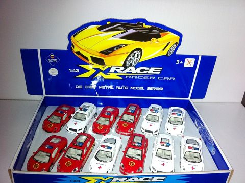 1:43合金回力消防车，救护车（四款二色混装12只装一展示盒）