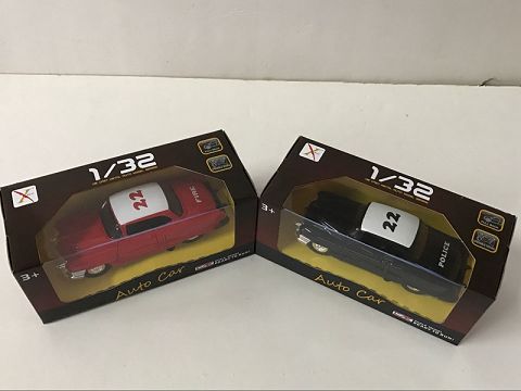 1:32合金回力老爷车警车,2开门（1款2色混装）