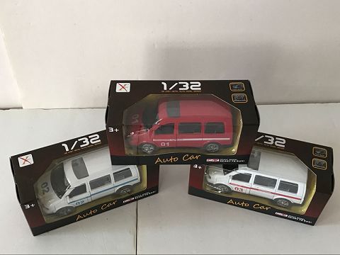 1:32合金回力商务消防车,开门，（开窗盒,1款各2色混装）