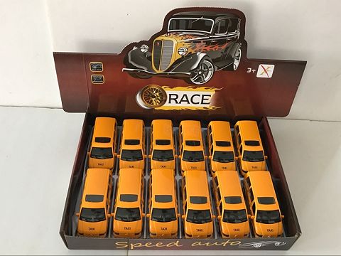1:32 alloy recovery old car commercial car taxi car, open the door, (12 pieces packed in a display box,1 style mixed with 3 colors)