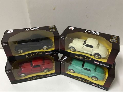 1:32合金回力老爷车跑车,2开门（开窗盒,1款3色混装）