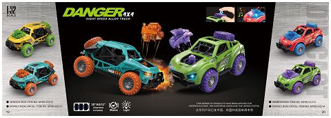 1:32合金回力四驱越野车碰撞弹机头/备胎按压带灯光音乐