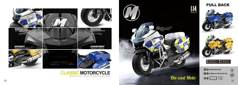 1:14 合金回力宝马摩托车车3色混装
