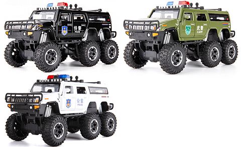 1:32 Simulated Hummer six-wheeled police car (off-road version) (light/music) taxi