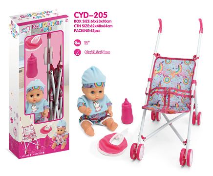 0881M (IRON CART) AND 014 (MILK BOTTLE) AND 017 SALIVA TOWEL AND 12 INCH BLOW BOTTLE DOLL