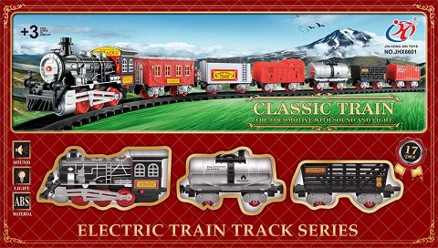 Antique electric light and music track car