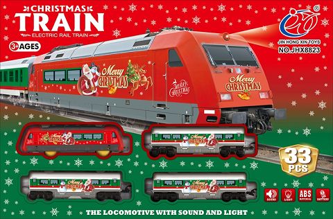 Electric light and music Christmas train (red)