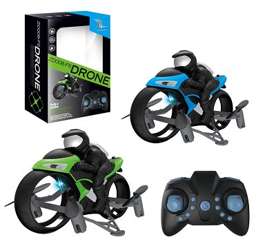 The motorcycle has four shafts for both air and land use
