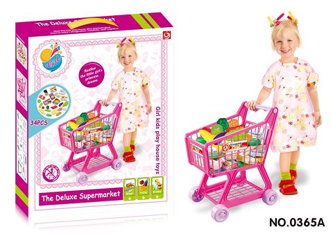Girls supermarket shopping cart