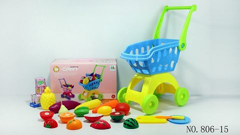 Shopping cart with fruit and vegetables +5 small boxes 20PCS (mixed with two colors)