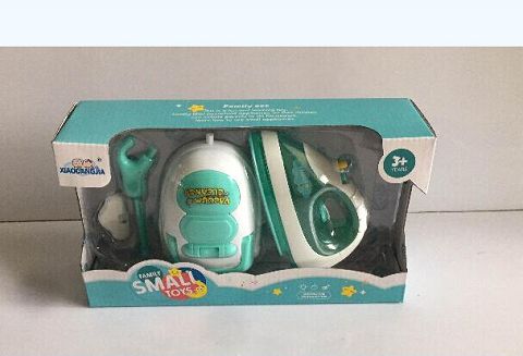 Compact vacuum cleaner and light music iron combination