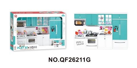 Light green four in one stylish kitchen combination