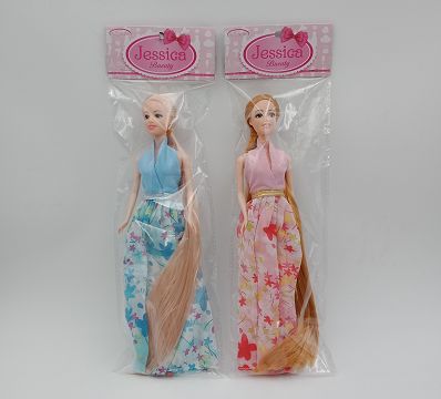 11.5寸实身活手长发芭比2色
