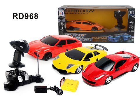 1:16 手摇遥控器 闪灯仿真跑车,前进 后退 左转 右转 停止,3款各2色