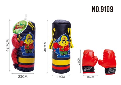 Cartoon boy sandbags