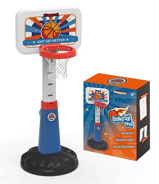 Red and blue square basketball hoops