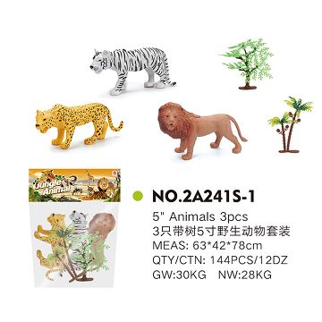 3只带树5寸野生动物套装
