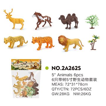6只带树5寸野生动物套装