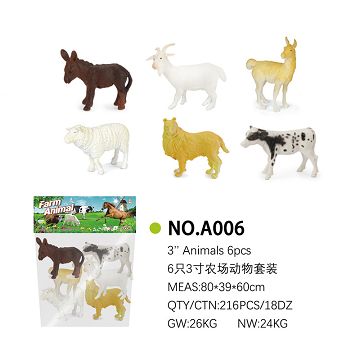 6只3寸农场动物套装