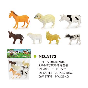 7只4-5寸农场动物套装